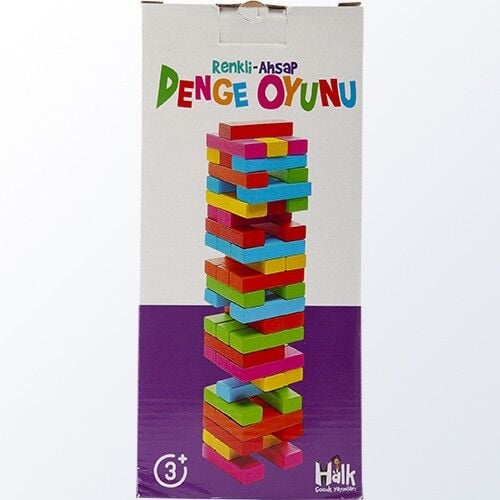 Toptan Renkli Doğal Denge Oyunu 54'lü | Eğlenceli ve Eğitici Ahşap Bloklar