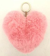 Toptan Kalp Şeklinde Renkli Tüylü Anahtarlık