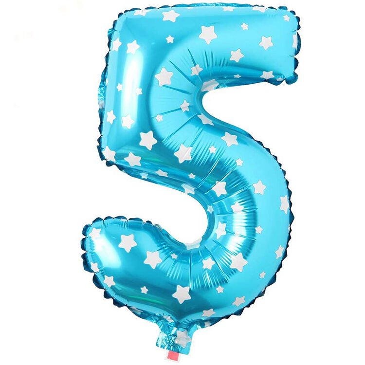 Toptan 16'' Mavi Yıldızlı 5 Folyo Balon