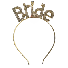 Toptan Taşlı Lüks Taç Bride Model Gold