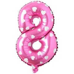 Toptan 16'' Pembe Kalpli 8 Folyo Balon