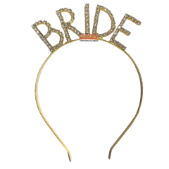 Toptan Taşlı Lüks Taç Bride Model Gold