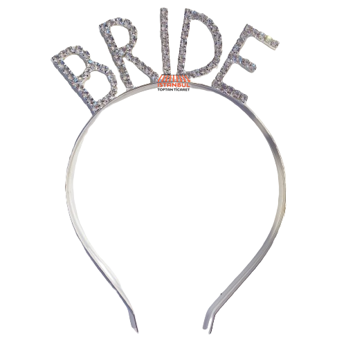 Toptan Taşlı Lüks Taç Bride Model Gümüş