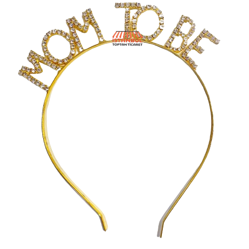 Toptan Taşlı Lüks Taç Mom To Be Model Gold