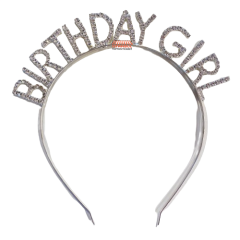 Toptan Taşlı Lüks Taç Birthday Girl Model Gümüş