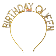 Toptan Taşlı Lüks Taç Birthday Queen Model Gold