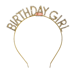 Toptan Taşlı Lüks Taç Birthday Girl Model Gold