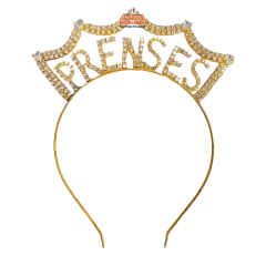 Toptan Taşlı Lüks Taç Prenses Model Gold