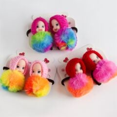 Toptan Kız Çocuklu Rengarenk Lastikli Toka 2'li Set