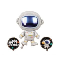 Toptan Astronot 3’lü Set Folyo Balon