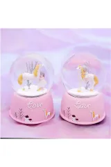 Toptan Işıklı Renkli Unicorn Model Kar Küresi 7 cm