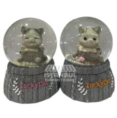 Toptan Sevimli Kedi Model Kar Küresi 10 cm