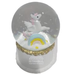 Toptan Renkli Unicorn Model Kar Küresi 10 cm