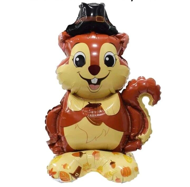 Toptan Ayaklı Şapkalı Sincap Folyo Balon