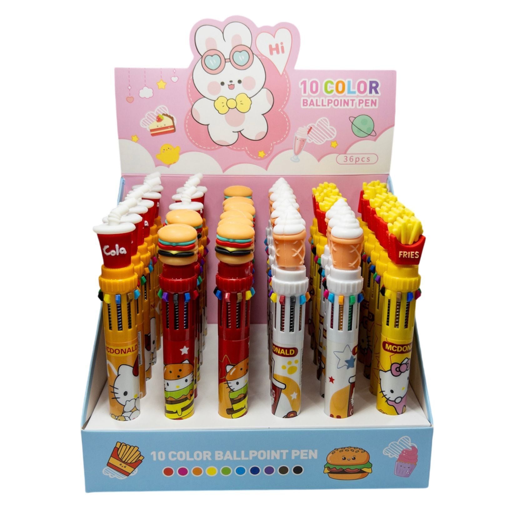 Toptan On Renkli Tükenmez Kalem Fast Food