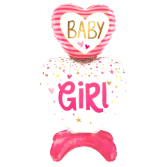 Toptan Ayaklı Baby Girl Pembe Folyo Balon