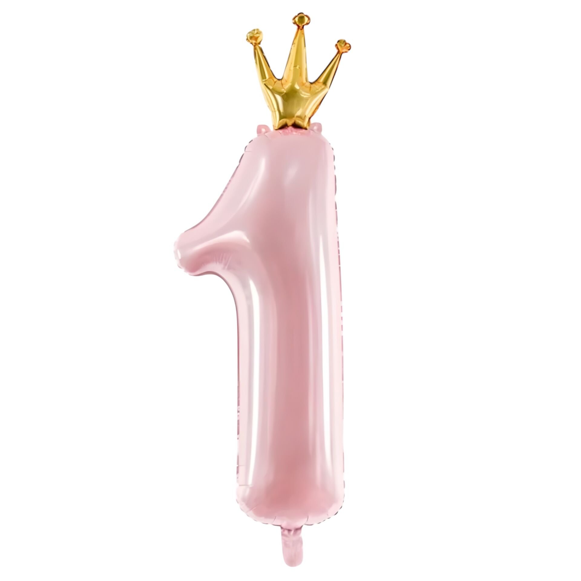Toptan Taçlı 1 Rakam Pembe Folyo Balon