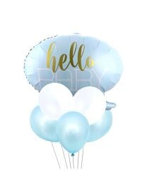 Toptan Hello Baby Mavi Folyo Balon