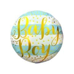 Toptan 18'' Yuvarlak BABY BOY Mavi Folyo Balon