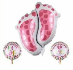 Toptan Ayak İzi Pembe 3'lü Folyo Balon