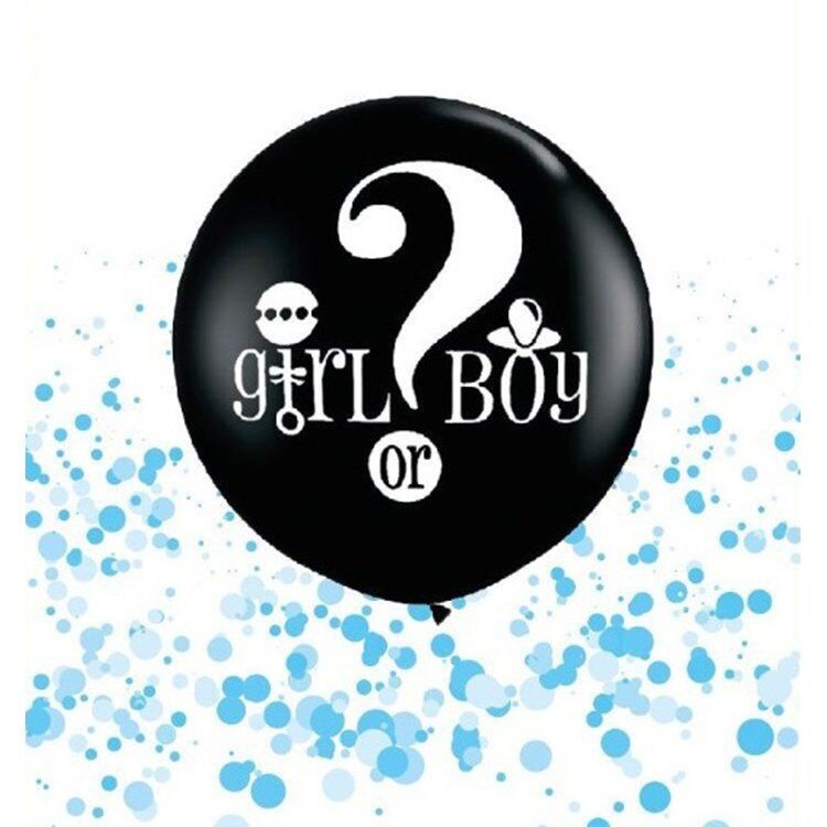 Toptan 36” Cinsiyet Mavi Konfetili Folyo Balon