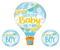 Toptan Welcome Baby 3'lü Mavi Set Folyo Balon