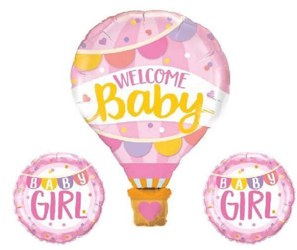 Toptan Welcome Baby 3'lü Pembe Set Folyo Balon