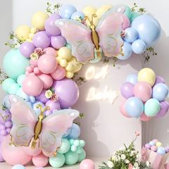 Toptan Pembe Altın Kelebek Folyo Balon