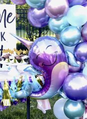 Toptan Boynuzlu Renkli Balina Folyo Balon