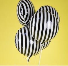 Toptan 18” Yuvarlak Siyah Beyaz Folyo Balon