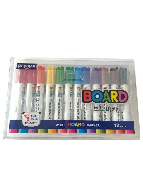 Toptan Penmax Beyaz Tahta Kalemi – 12 Renk