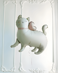 Toptan Ayaklı Retro Beyaz Kedi Folyo Balon