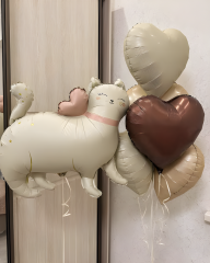 Toptan Ayaklı Retro Beyaz Kedi Folyo Balon