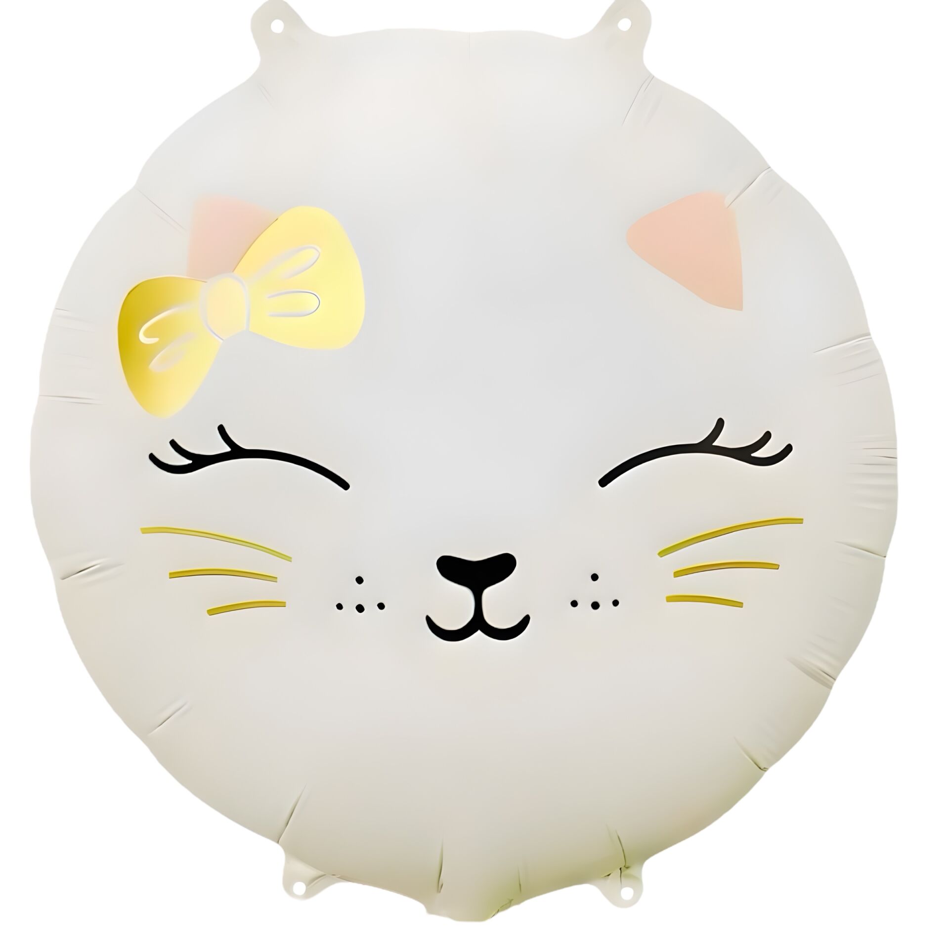 Toptan Yuvarlak Retro Beyaz Kedi Folyo Balon