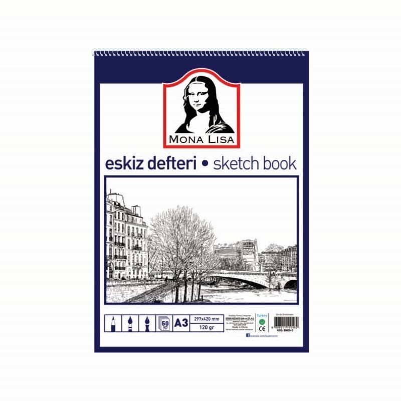 Toptan Monalisa Eskiz Defteri – A3 – 120 g – 50 Yaprak – Telli