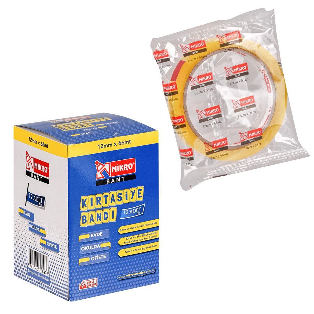 Toptan Mikro TM Bant – 12mm x 66m – 12'li Paket