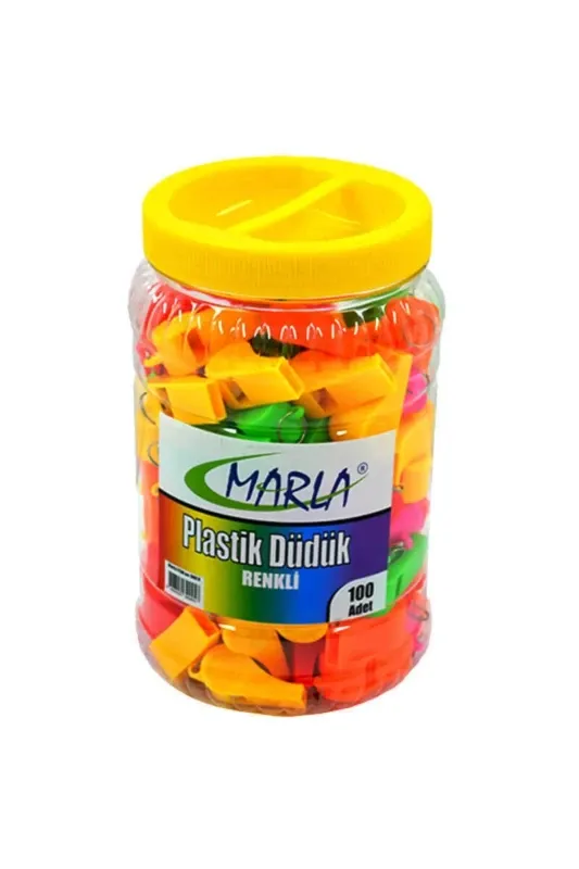 Toptan Renkli Plastik Düdük – 100'lü Paket