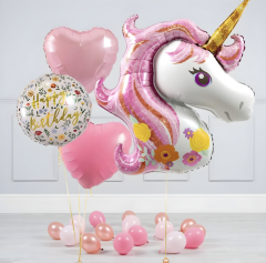Toptan Unicorn Çiçekli Folyo Balon