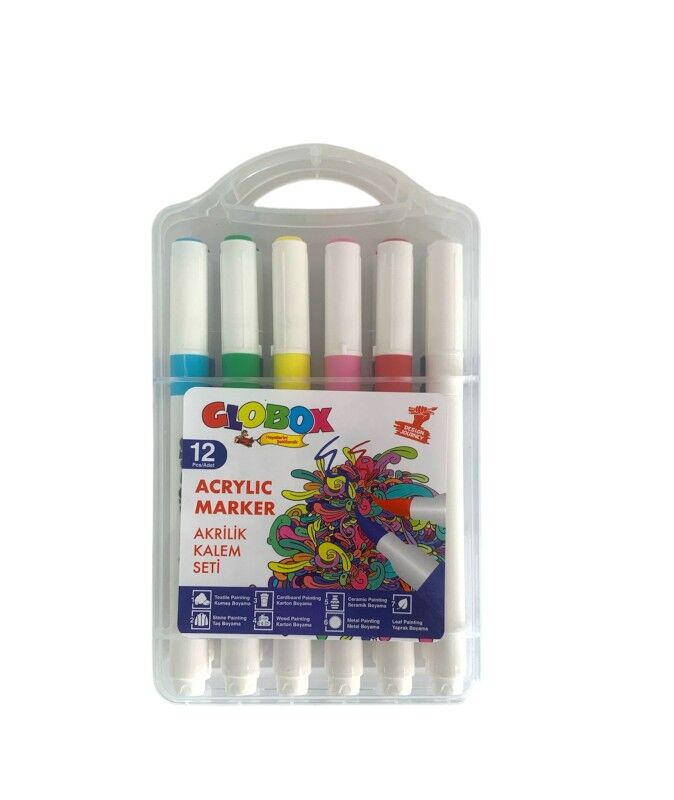 Toptan Globox Akrilik Kalem Seti – 12'li Paket
