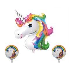Toptan Unicorn Renkli 3’lü Set Folyo Balon
