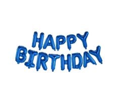 Toptan 16” Happy Birthday Mavi Folyo Balon