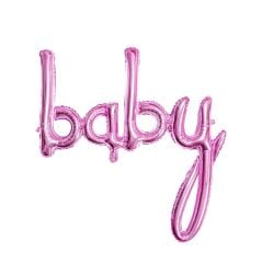 Toptan Baby Pembe Birleşik Yazı Folyo Balon