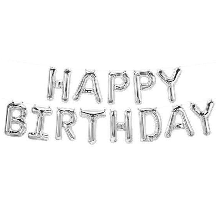 Toptan 16” Happy Birthday Gümüş Folyo Balon