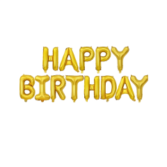 Toptan 16” Happy Birthday Gold Folyo Balon
