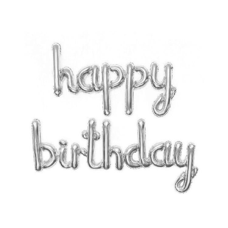 Toptan Happy Birthday İmza Gümüş Folyo Balon
