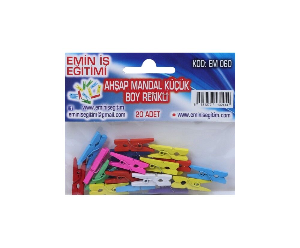 Toptan Ahşap Renkli Mandal (Küçük Boy 20’li)