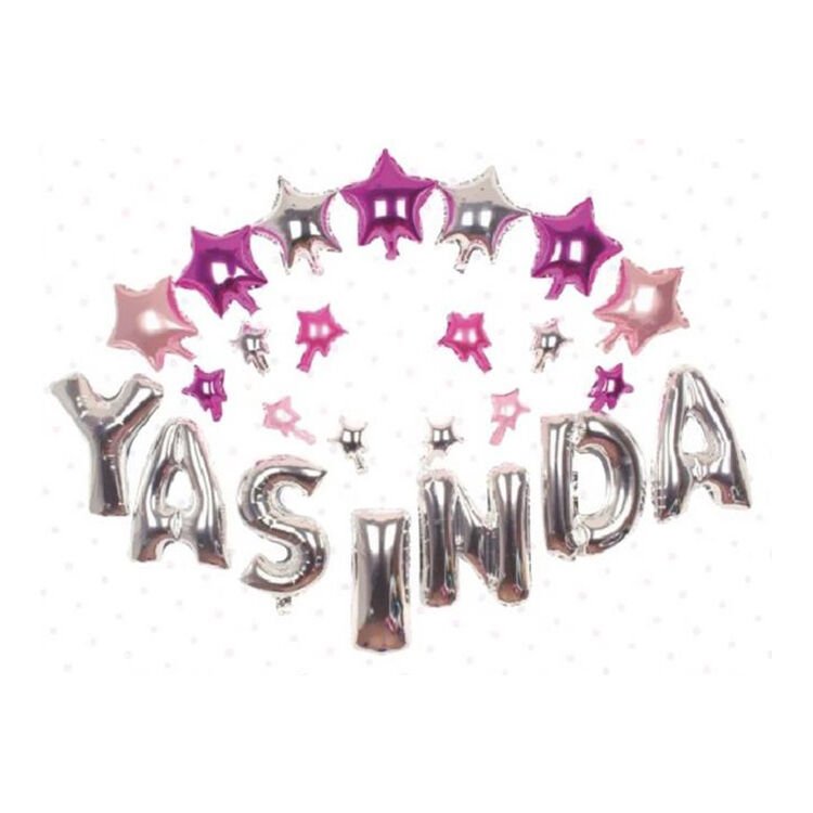 Toptan Yaşında Gümüş-Pembe Folyo Set