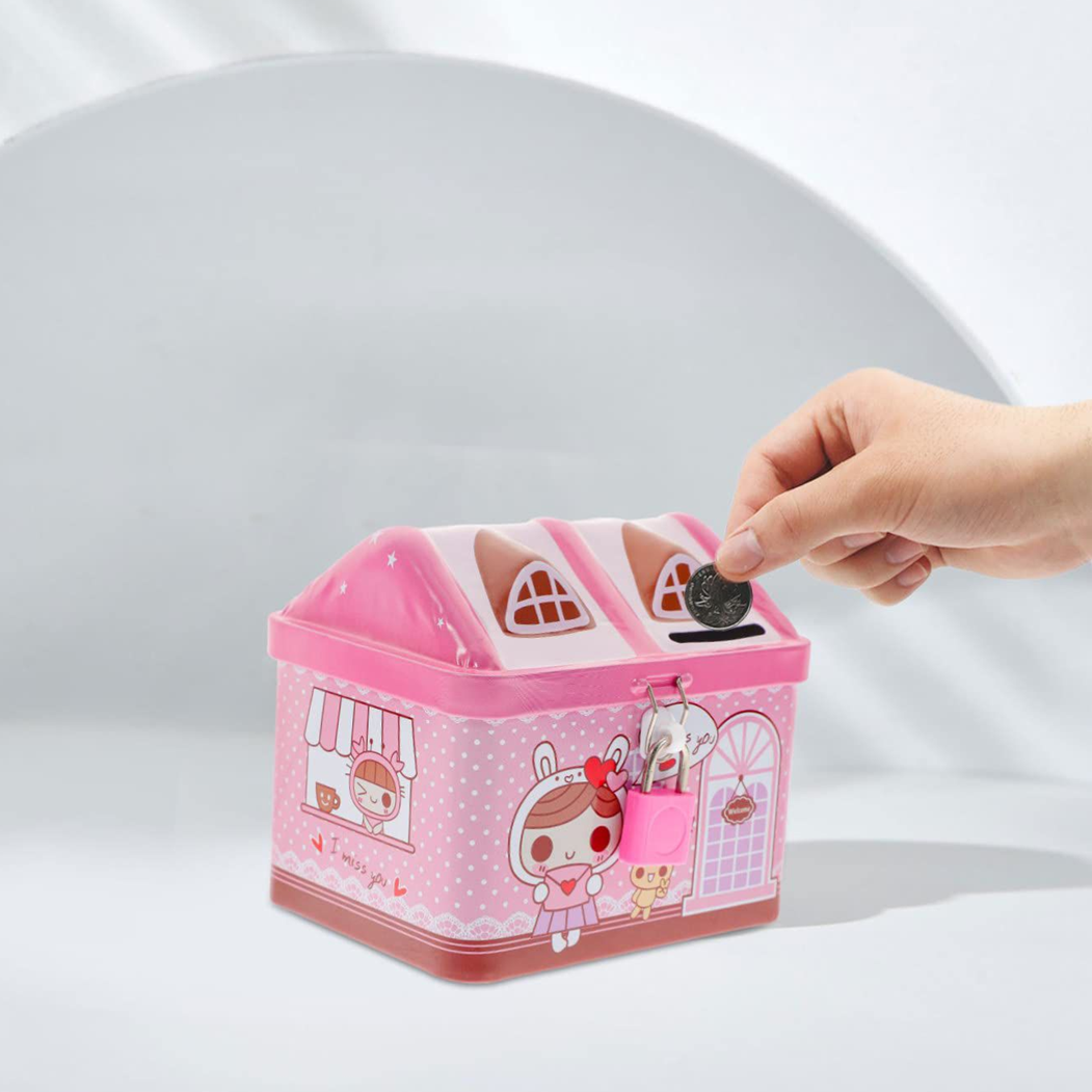 Toptan Kilitli Teneke Kumbara Ev Model