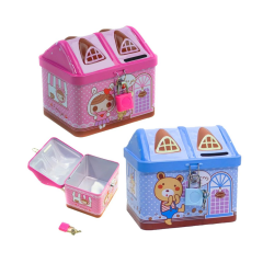 Toptan Kilitli Teneke Kumbara Ev Model