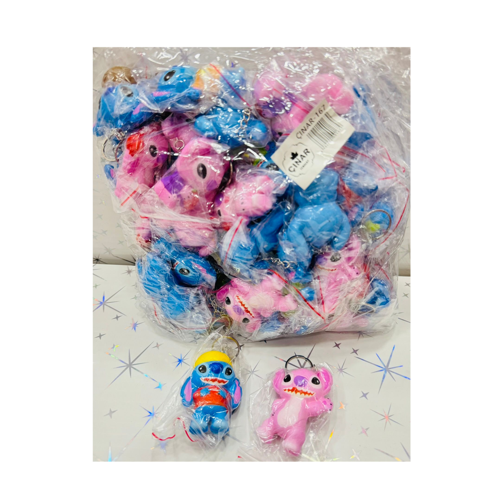 Toptan Sevimli Stitch ve Angel Squishy Anahtarlık